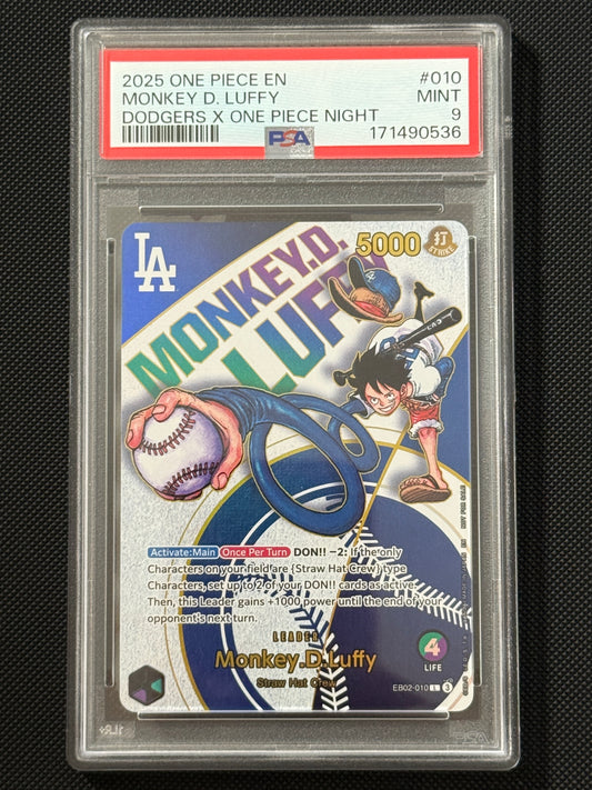 Monkey D Luffy #010 Dodgers x One Piece Night PSA 9