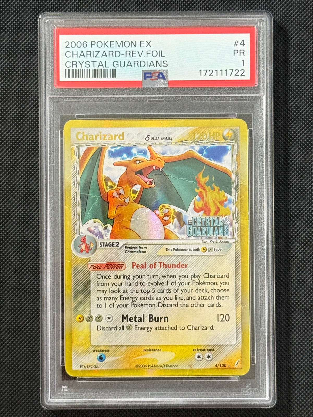 Charizard #4 Reverse Crystal Guardians PSA 1