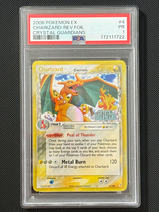 Charizard #4 Reverse Crystal Guardians PSA 1