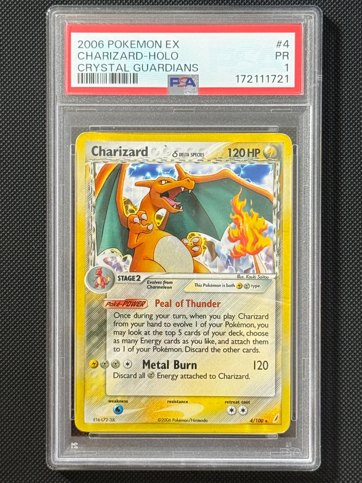 Charizard #4 Holo Crystal Guardians PSA 1
