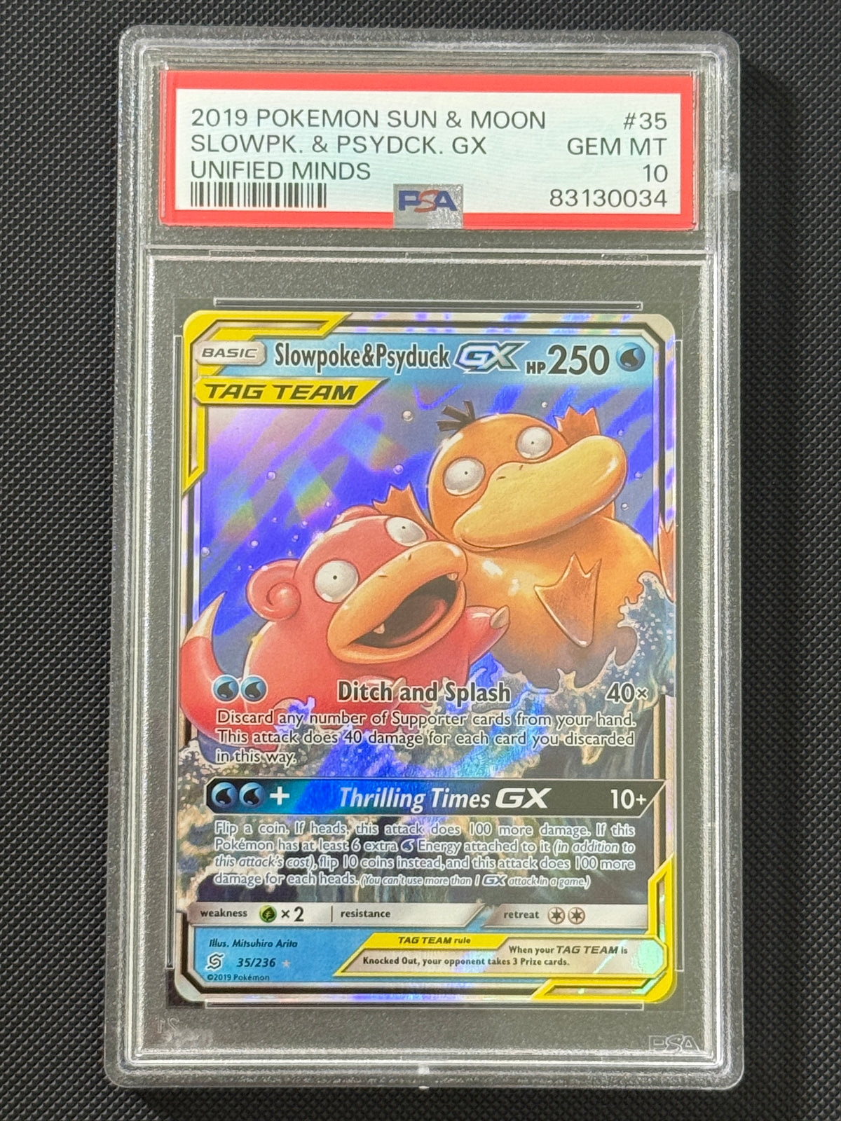 Slowpoke & Psyduck GX #35 Unified Minds PSA 10